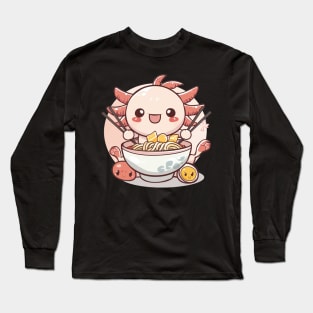 Cute axolotl eating ramen Long Sleeve T-Shirt